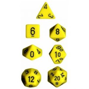 Opaque Polyhedral Yellow black 7 Die Set